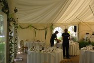 marquee reception, preparations